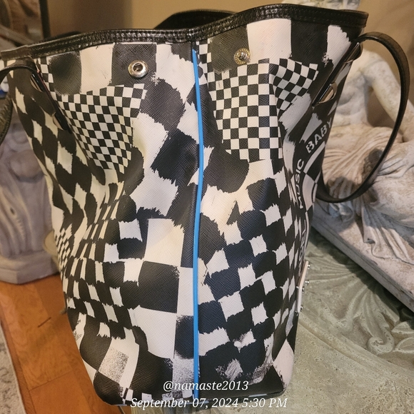 L.A.M.B Gwen Stefani Dartboard Tote Vintage Designer Celebrity Leather Canvas 25 - Picture 10 of 16